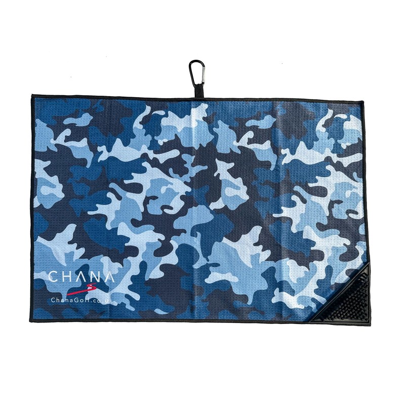 CHANA Golf - Blue Camo Golf Towel with Built-in Brush