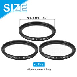 sourcing map 40.5mm Star Lens Filter, 1 Set Starburst Lens Filter 4 Points 6 Points 8 Points Star Camera Lens Filter for Night Scenery Glassworks