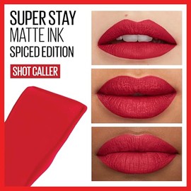 MAYBELLINE Maybelline Super Stay Matte Ink Liquid Lipstick Makeup, Long Lasting High Impact Color, Up to 16H Wear, Shot Caller, Bright Pinky Red, 1 Count