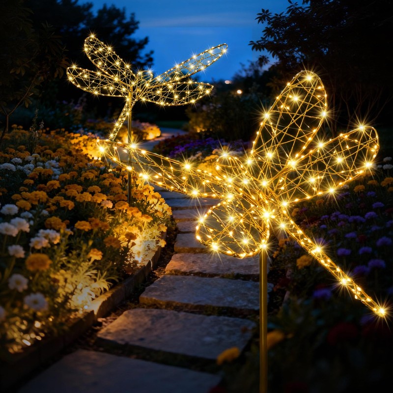 Flacchi Solar Garden Lights Outdoor Waterproof - Dragonfly Decor with