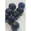 2 MURANO Glass Dark Blue encrusted metallic specks 10 mm
