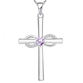 YL Infinity Cross Necklace Sterling Silver Crucifix Pendant Created Alexandrite Criss Jewelry for Women