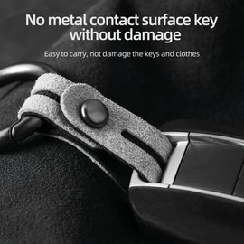 BETTERHUMZ-Unisex Adult Alcantara Leather Keychain, Car Key Lanyard For Car Fob & Home Keys, Carabineer Clip, Keyrings,Accessories Uuniversal Gray