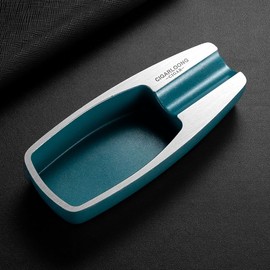 CIGARLOONG Cigar Ashtray,Metal Large Slot Ashtray Non-Slip for Indoor Outdoor Patio Home Office Use (Blue)