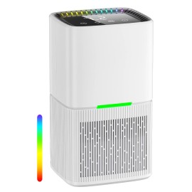 D3 1800ML Electric Smart Home Dehumidifier with LED Display 7 Color Lights Auto Shut Off 24H Timer for Bathrooms & Bedroomscolor: White, plug type: US, voltage (v): 110-120 V