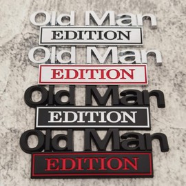 1pc Old Man Edition Metal Emblem Badge Sticker Decal for Car Truck Fits Fender or Rear Tailgate Bumper Stickers (Black and red)