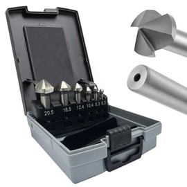 6 pcs Countersink Drill Set, 3-Flute 90 Degree HSS Chamfer Tool Drill Bit, Deburring Chamfer Drill Bit for Metal, Wood, Aluminum, Stainless Steel (6.3/8.3/10.4/12.4/16.5/20.5mm)