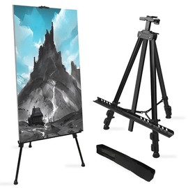 RRFTOK Art Painting Display Easel Stand,72Inches Portable Adjustable Metal Tripod with Artist Easels for Canvases Height from 22-72”for Table-Top/Floor Paint and Displaying,Black