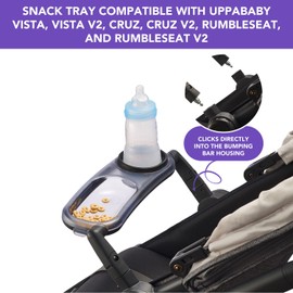 Snack Tray Compatible with Uppababy Vista V2, Vista, Cruz, Cruz V2, RumbleSeat, RumbleSeat V2, Snack Tray with Cup Holder, Dishwasher Safe, Quick Attachment, Folds with Stroller, Stroller Accessories