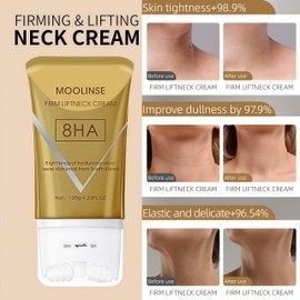 ANGEL SILK 8HA Firming Neck Cream, Tighten and Lift Neck Cream, Contain Hexapeptide, Moisturizing, Tightening Lotions, with Double Roller Massage, Reduce Wrinkles Fine Lines, Firm Sagging Skin