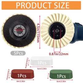 YUQAFQE 8 Pcs Wool Polishing Wheel and Compound Set Includes 5 Pcs Wool Felt Flap Polishing Disc & 3 Pcs Buffing Compound, 4-1/2 x 7/8 Inch for Angle Grinder, Multi-Surface (8)