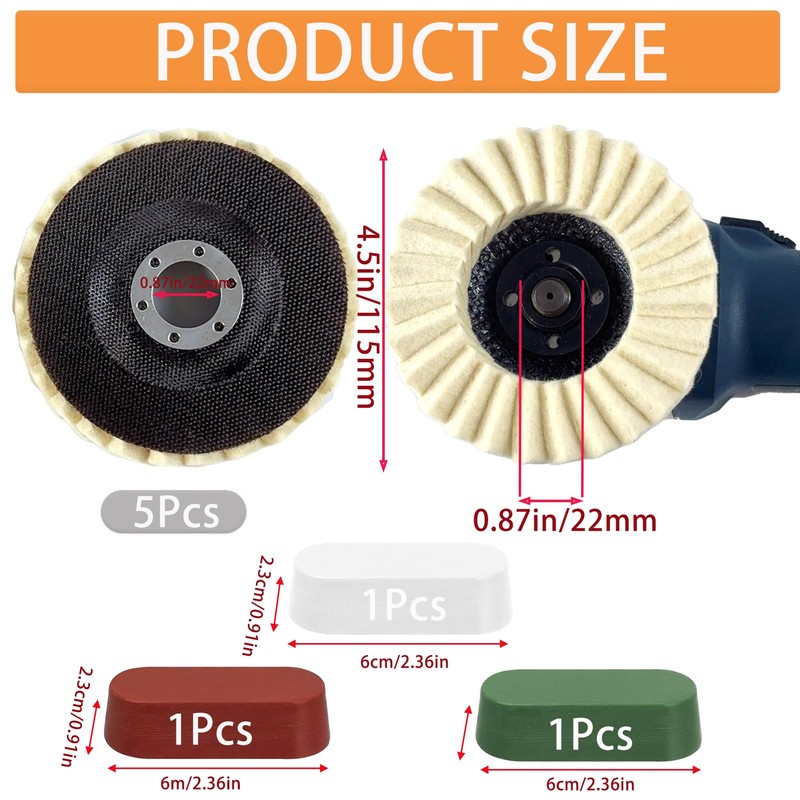 YUQAFQE 8 Pcs Wool Polishing Wheel and Compound Set Includes
