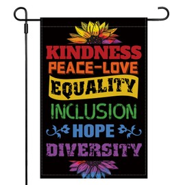 Garden Flag Kindness Peace Love Equality Inclusion Hope Diversity Spring Summer Autumn Flag Double Sided Polyester Vertical Garden Yard Flags Outside Decor Outdoor House 12 x 18 Inch