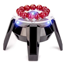 Miriam Song ROTATING DISPLAY STAND WITH LIGHT,Solar Powered LED Turntable Light for Jewelry, Watch, Necklace and Bracelet,Blue Light Enhances Showcase
