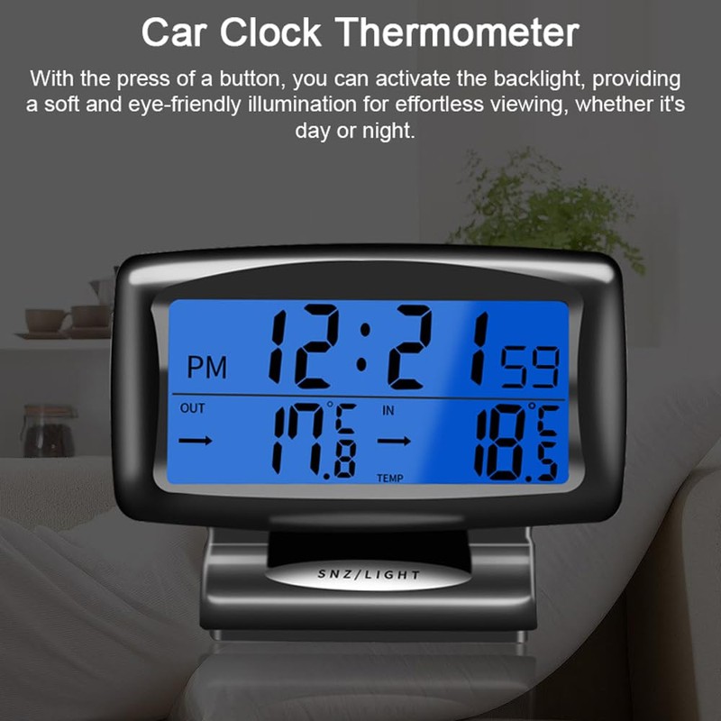 Car Clocks and Temperature, with Blue Backlight, Car Dashboard Digital