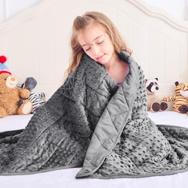 Grey Weighted Blanket Kids 10lbs, 40"x60", Breathable Cooling Minky Heavy Throw Blanket for 80-120lbs, Soft Winter Thick Big Blankets Weighted Comforter Gift for Sleeping