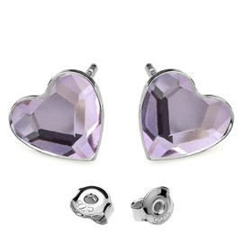 925 Silver Earrings for Women - Heart Design with Sparkling Crystals - Elegant and Hypoallergenic Jewellery, Sterling Silver, Cubic Zirconia