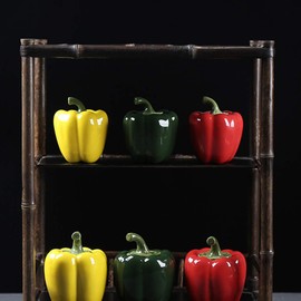 Hemoton Yellow Chili Porcelain Condiment Spice Container Ceramic Seasoning Pot Salt Box Spice Storage Canister Sugar Dispenser Mini Storage Jars Kitchen Decor