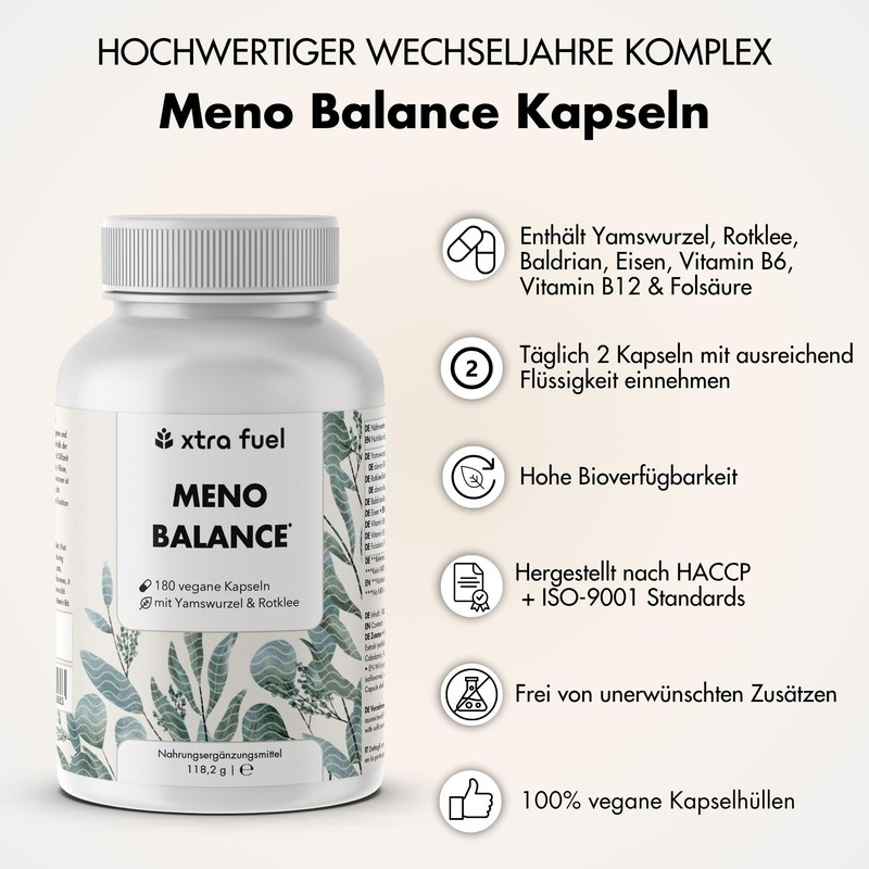 Wechseljahre Kapseln 180 Stück - Meno Balance - Natürliche Formel