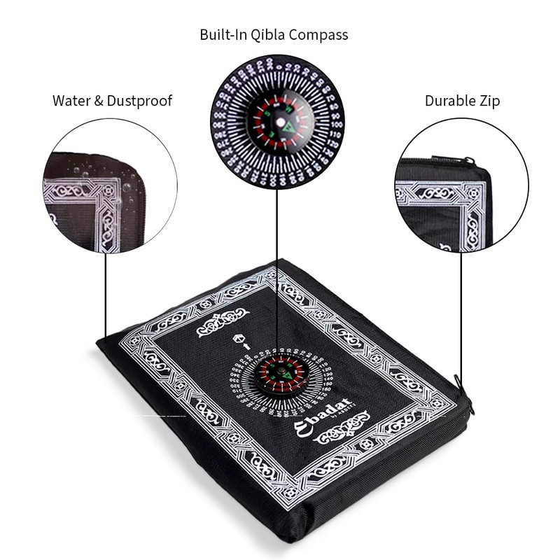 ABDEEZ Portable Travel Prayer Mats | Compass, Weights (Keeps mat