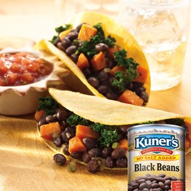 KUNER's Black Beans (12 Pack), No Salt Added, Vegan, Non-GMO, Natural Gluten-Free Bean, Sourced and Packaged in the USA (15 Ounce Can)