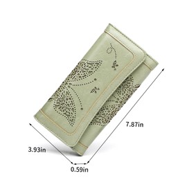 ANFUMAN Womens Wallets RFID Blocking Leather Clutch Long Wallet for Women Card Holder Phone Organizer Ladies Travel Purses Green