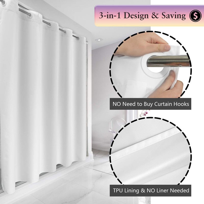 River Dream Fabric Shower Curtain No Hooks Needed - TPU