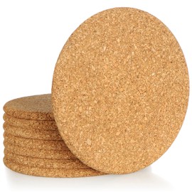 com-four® 8 x Round Cork Saucers, Diameter 19 x 1 cm, Round Coasters for Pots, Pans, Kitchen and Household, Heat Resistant