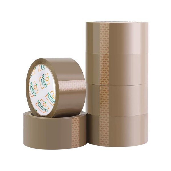 Orange packaging Brown Parcel Tape, 6 Rolls Packaging Tape Strong