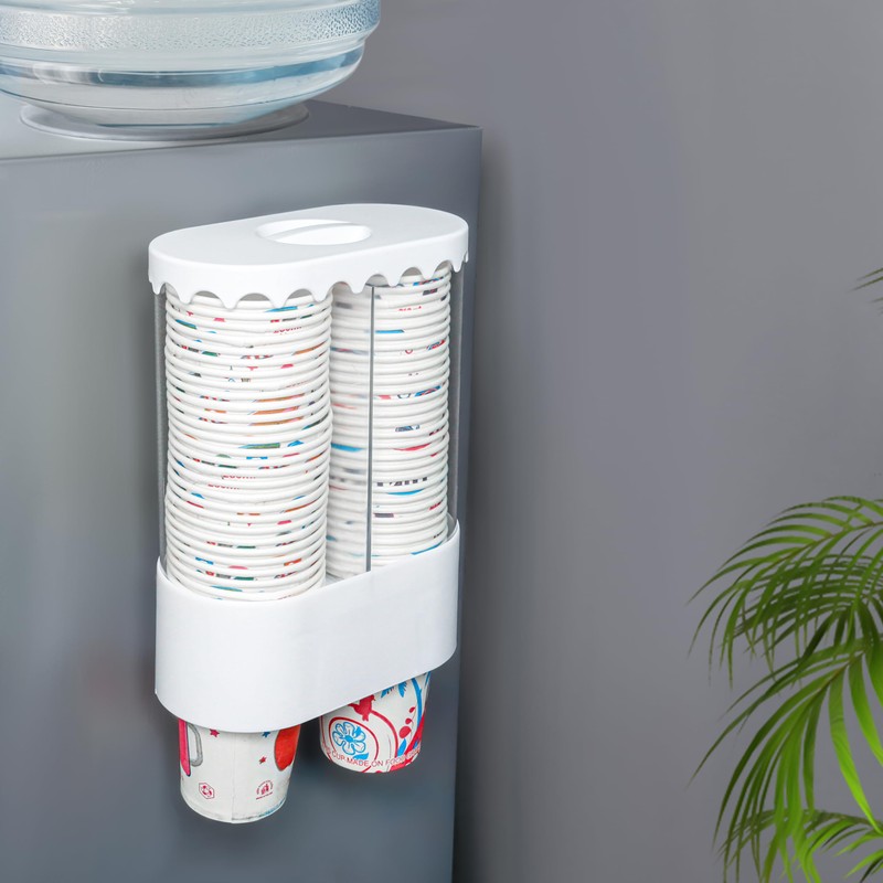 Belle Vous Wall-Mounted Double Tube Cup Dispenser - Pull Type