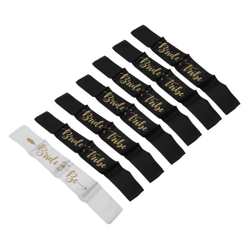 8Pcs Bride Bridesmaid Sash Gold Letters Hypoallergenic Material Wedding Bride