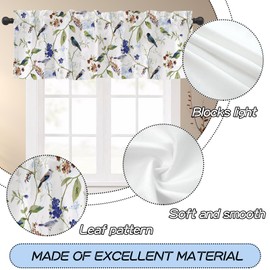 Topper Curtain 2 Panels Printed Short Window Treatment Decorative Kitchen Valances Bird Floral Small Tier Curtains Rod Pocket Colorful Flower Bird