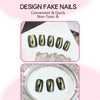Green Cat Eye Press On Nails Short Medium Square Fake