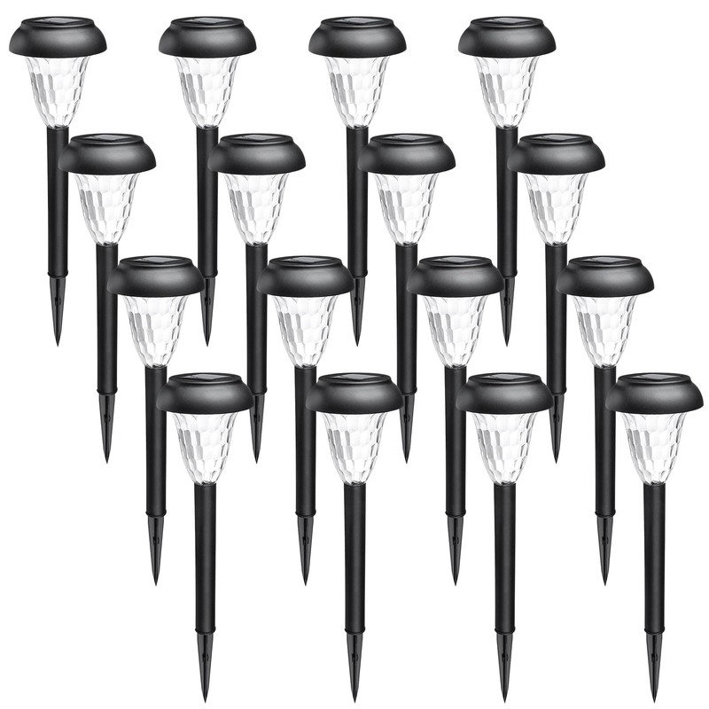 GIGALUMI 16 Pack Solar Lights Outdoor Waterproof, Warm White Pathway