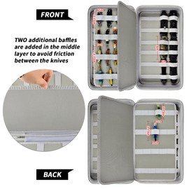 Knife Display Case for 66+ Pocket Knives. Folding Knife Holder, Butterfly Knives Storage Organizer, Knives Roll Collection Pouch Carrier Bag for Survival Tactical Outdoor for EDC Mini Knife -Grey