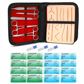 medclimber Big Leather Case, 16 Needles, Suture Practice Kit, Suture Practice, Learning Material, For Medical College Students, Nursing Students, Lecturers, High Quality