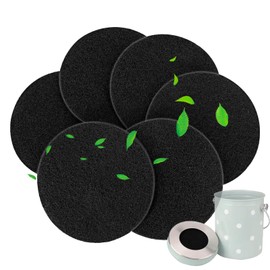 SAIQIANG 6 Pack Compost Filters for Countertop Bin, 7.25-inch Compost Bin Filters Charcoal, Thickening Compost Bin Filter Activated Charcoal Filters for Compost Bucket Bin Filters Replacement