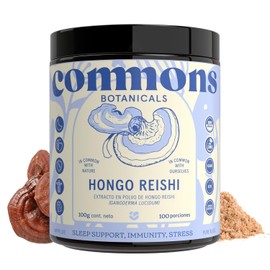 Commons Hongos Adaptógenos - Hongo Reishi - Extracto Puro en Polvo 100 gr - Suplemento de Alta Calidad - Apoyo del Sueño - Energizante y Antioxidante - 100% Orgánico