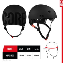 CORE Protection Street Helmet Skate/BMX/Bike/MTB/Scooter - Stealth/Black, XS/S