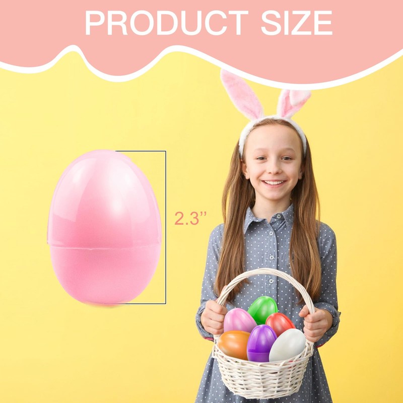 24Pcs 2.3" Fillable Easter Eggs, Colorful Bright Empty Plastic Eggs