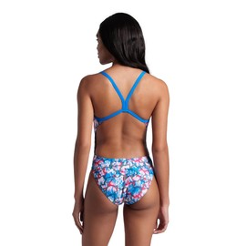 ARENA Performance Multi Camo Women's Swimsuit Challenge Back One Piece MaxLife Training Suit Competitive Ladies Bathing Suit, Blue River/White Multi, US Size 34