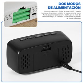 MOGONE Reloj Despertador Digital, Reloj Escritorio con Luminosidad Regulable y Indicacion de Fecha y Temperatura, Reloj LED con Puerto de Carga USB(Blanco)