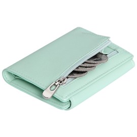 VOCUS Small Wallet for Women RFID Blocking Ladies PU Leather Card Holder Mini Compact Bifold Purse with Zipper Coin Pocket, Light Green, Compact Wallet, Small Card Holder