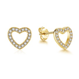 Zolkamery 925 Sterling Silver Stud Earrings, 925 Silver Stud Earrings, Women's Earrings Stud Earrings, Hypoallergenic Cartilage Sleeping Stud Earrings, Heart Moon Star Stud Earrings (8 mm / 10 mm),