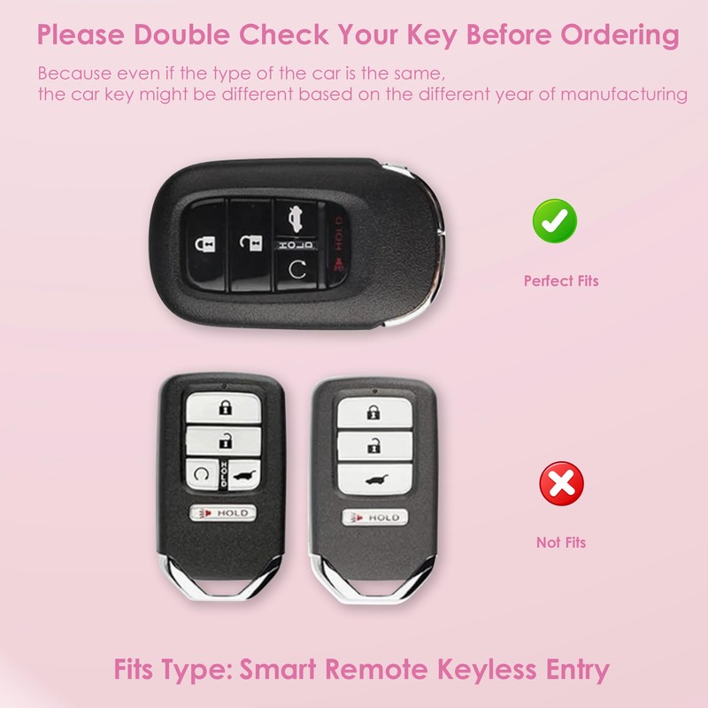 Meruns For Honda key fob cover with Diamond Bling Keychain,
