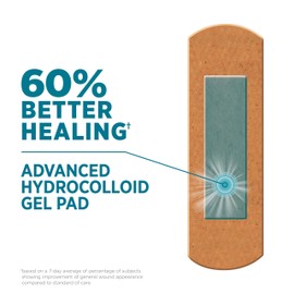BAND-AID Brand Pro Heal Adhesive Bandages with Hydrocolloid Gel Pad, Clinically Tested, Better Healing of Minor Wounds, Waterproof Bandages, One Size, 10 ct