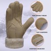 Women Leather Gloves Shearling Sheepskin Fur Lined Women Winter Gloves,Beige,XL