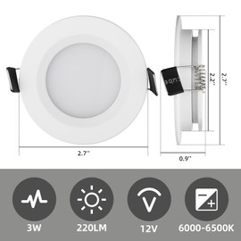 ULITECO RV Ceiling Recessed Light 12V, LED RV Puck Light, Ultra-Thin RV Lights Interior,High Brightness for Camper Van Truck Motorhome Boat Sailboat Roof Under Cabinet Lightin
