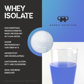 Mammut Nutrition Whey Isolate 460 g Powder - Blue Raspberry - Whey Protein Isolate - Protein for Muscle Building