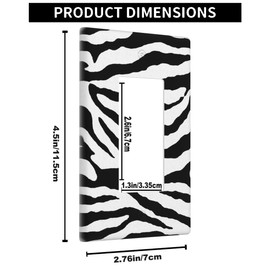 Pznen Zebra Single Rocker Switch Plate Animal Skin Texture Black and White Striped Wall Plate 1 Gang Standard Plug Cover for GFCI Outlet Home Decorative Office